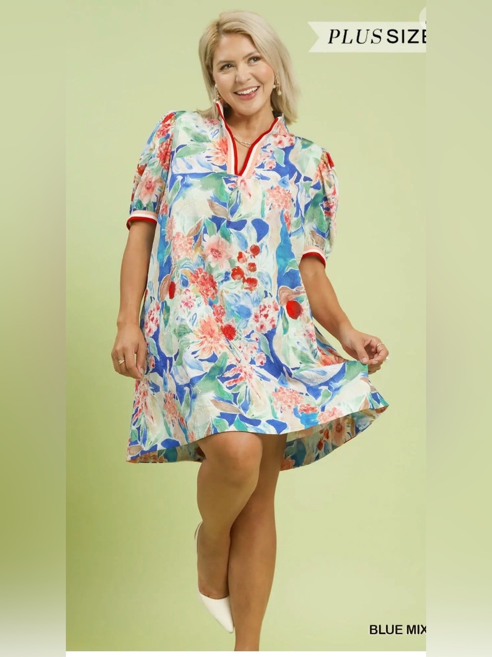 New! Umgee Jacquard Bloomscape Print Mini Dress Size XLarge